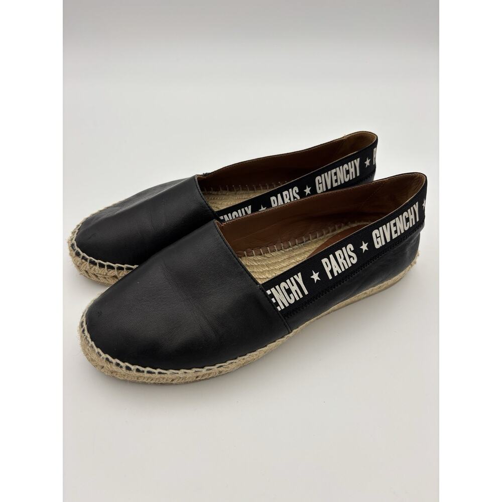 Authentic Givenchy Printed Espadrilles Black Leat… - image 4